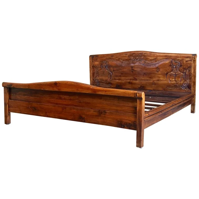 Rare King-Size Antique Hawaiian Koawood Marriage Bed