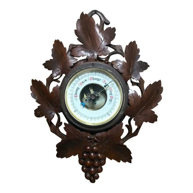Black Forest Hand Carved Wood Barometer