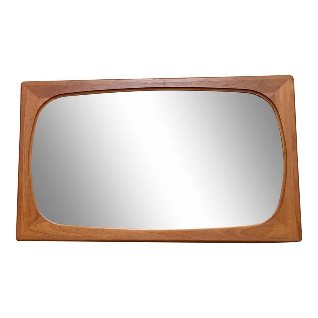 Danish Modern Teak Rectangular Wall Mirror