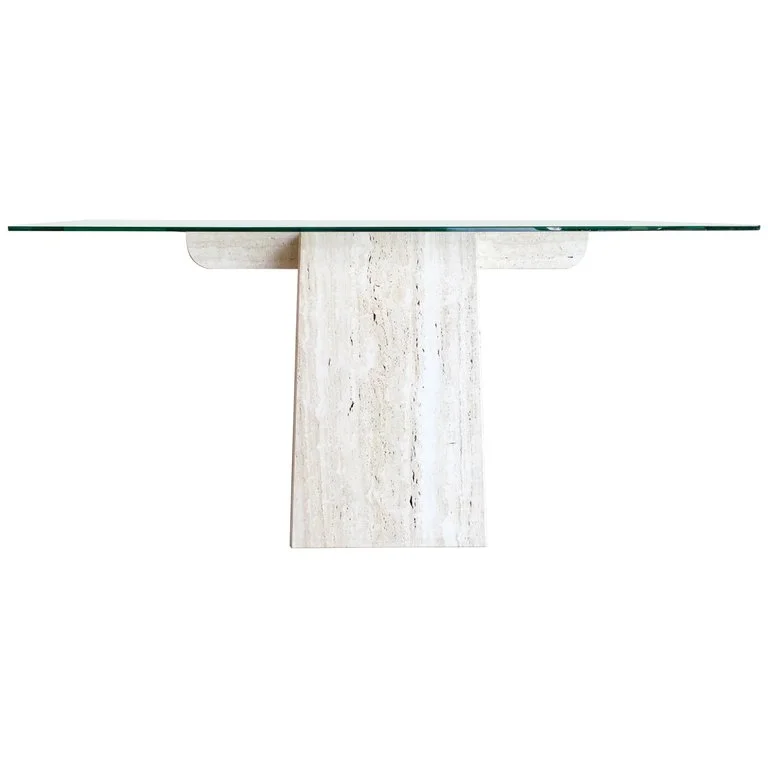 Modernist Travertine Console Table