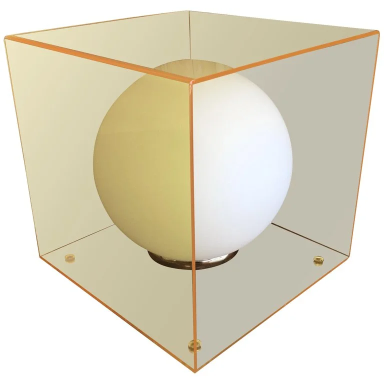 Mid-Century Modern Laurel Lamp in a Yellow Lucite Cube