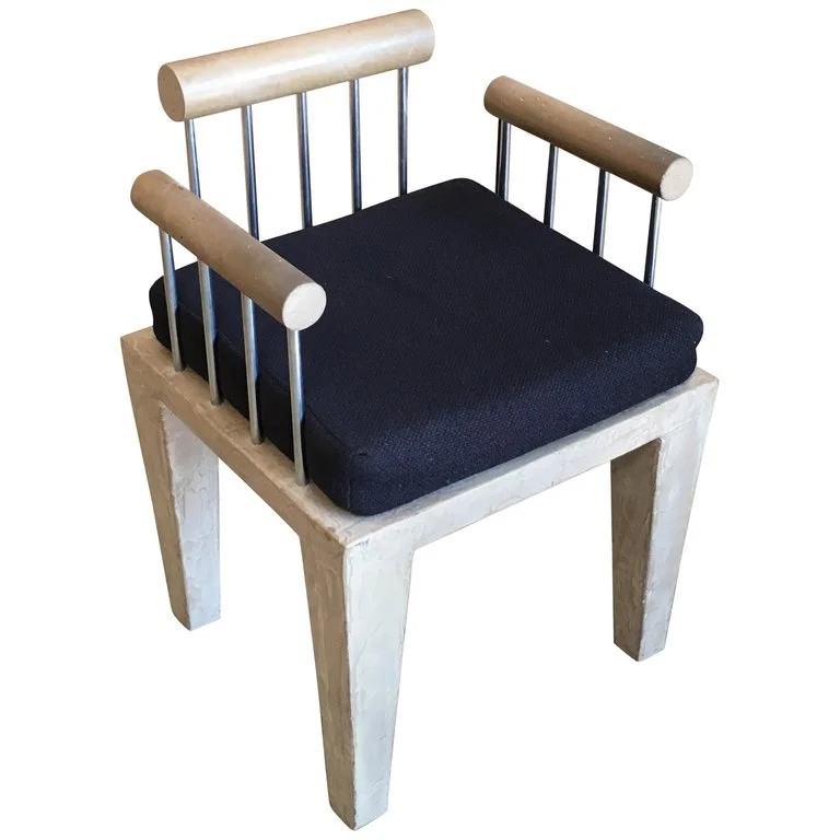 20th Century Cement and Stainless Steel Chair