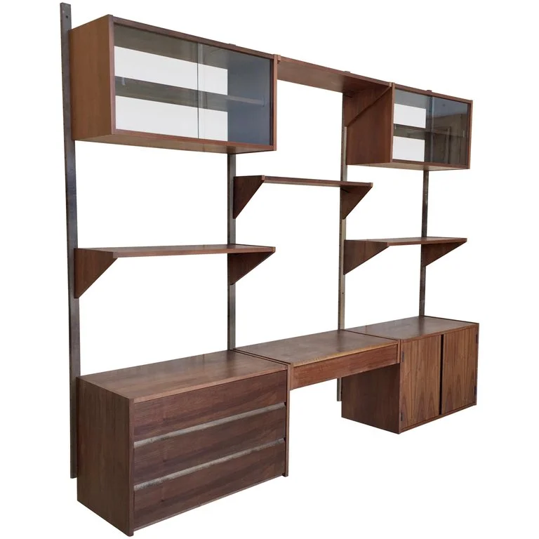 1960s Walnut Floating Wall Unit