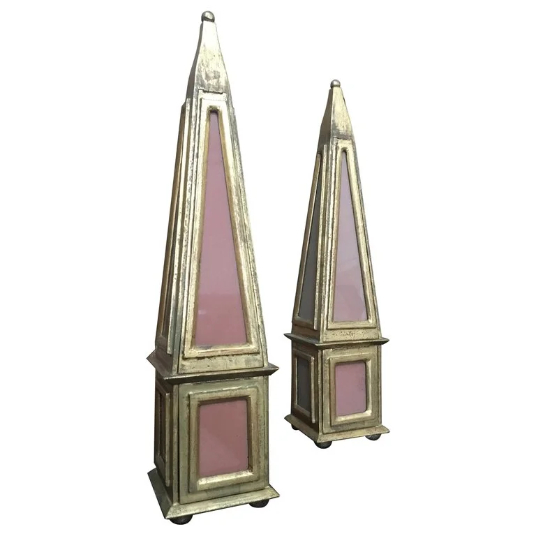Italian Giltwood Obelisk by Florentia, A Pair