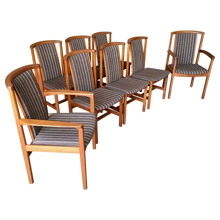 Midcentury Teak Dining Chairs Set of Eight
