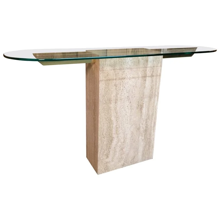 Italian Travertine Console Table