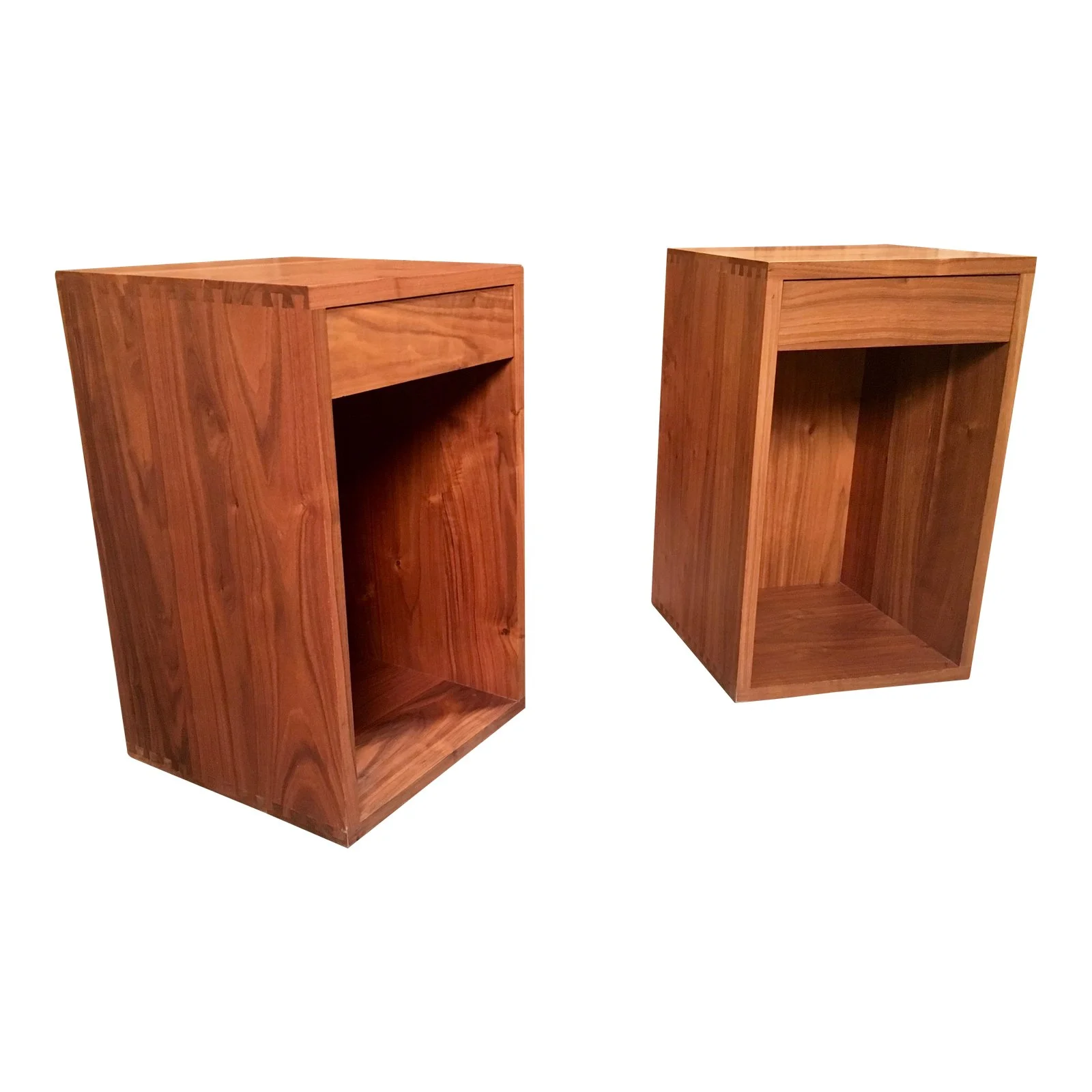 20th Century Modern Solid Walnut Nightstands - a Pair