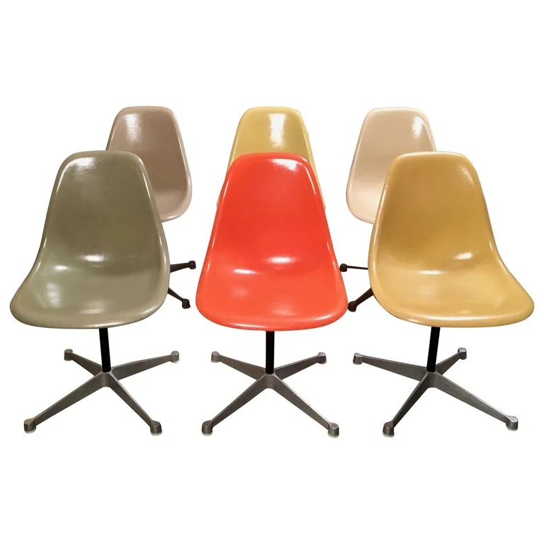 Multicolored Fiberglass Shell Chairs, Charles Eames for Herman