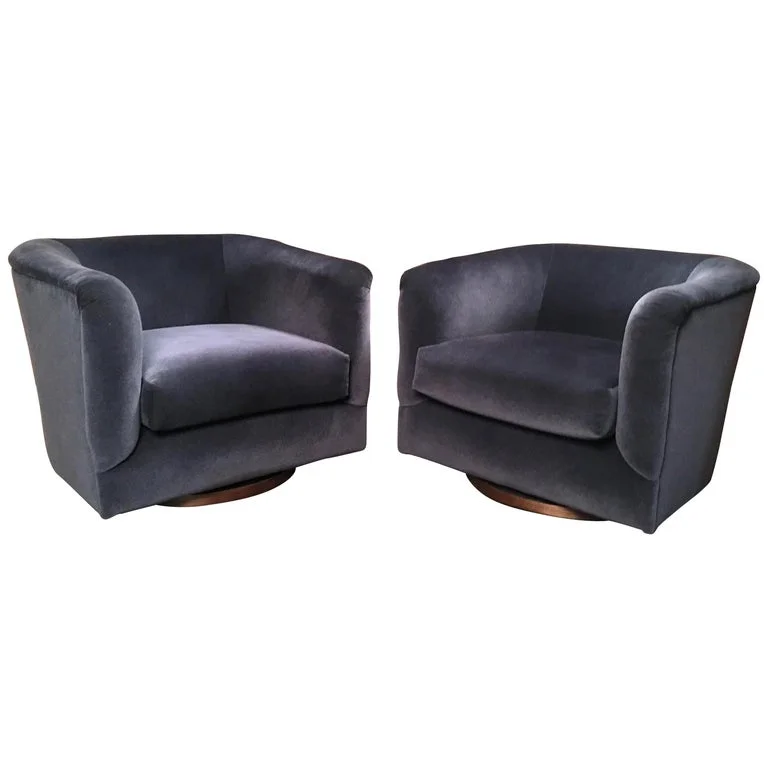Pair of 1970s Swivel Club Chairs