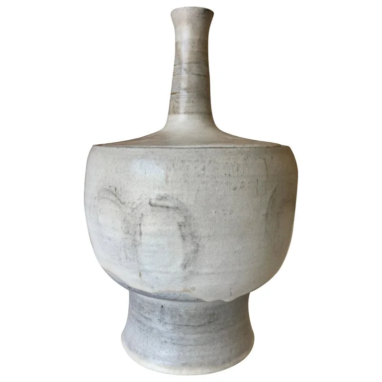 Studio Crafted Stoneware Bowl with Lid Signed Nell