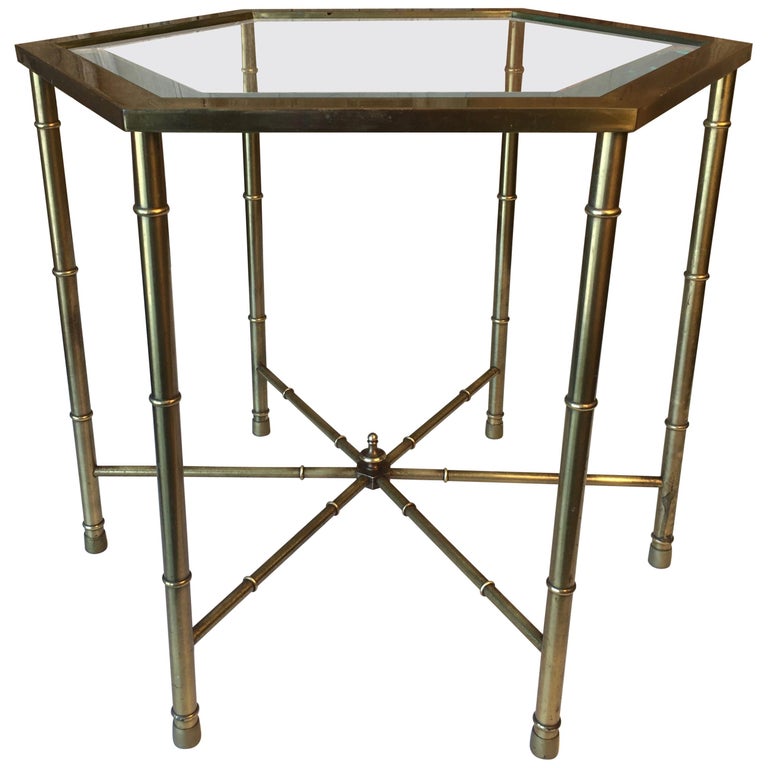 Faux Bamboo Brass Side Table by Mastercraft