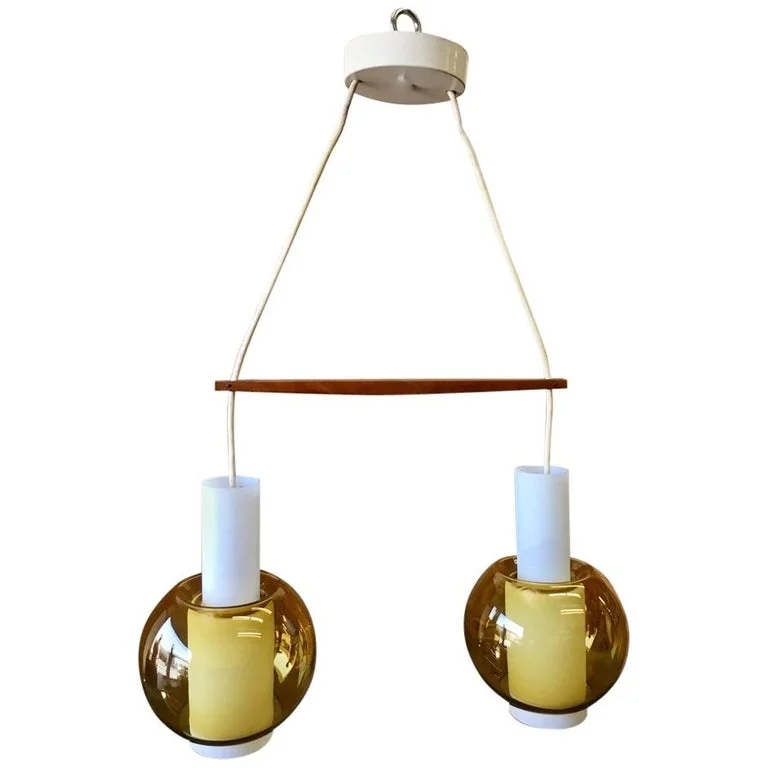 Danish Modern Double Glass Pendant Light by Nordisk Solar