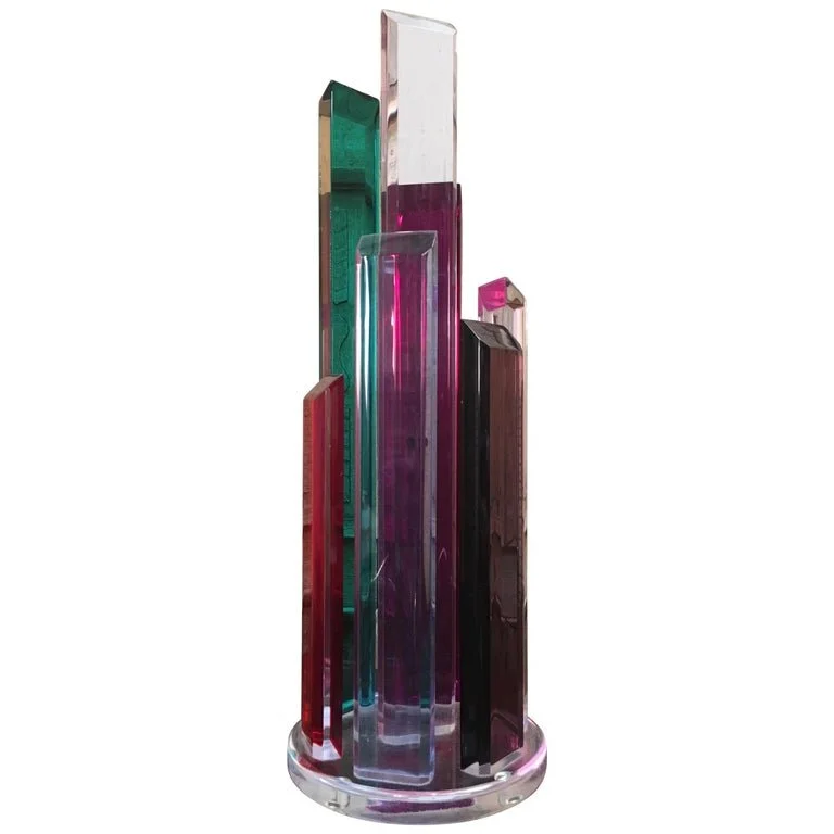 Cityscape Multicolored Lucite Sculpture by Shlomi Haziza
