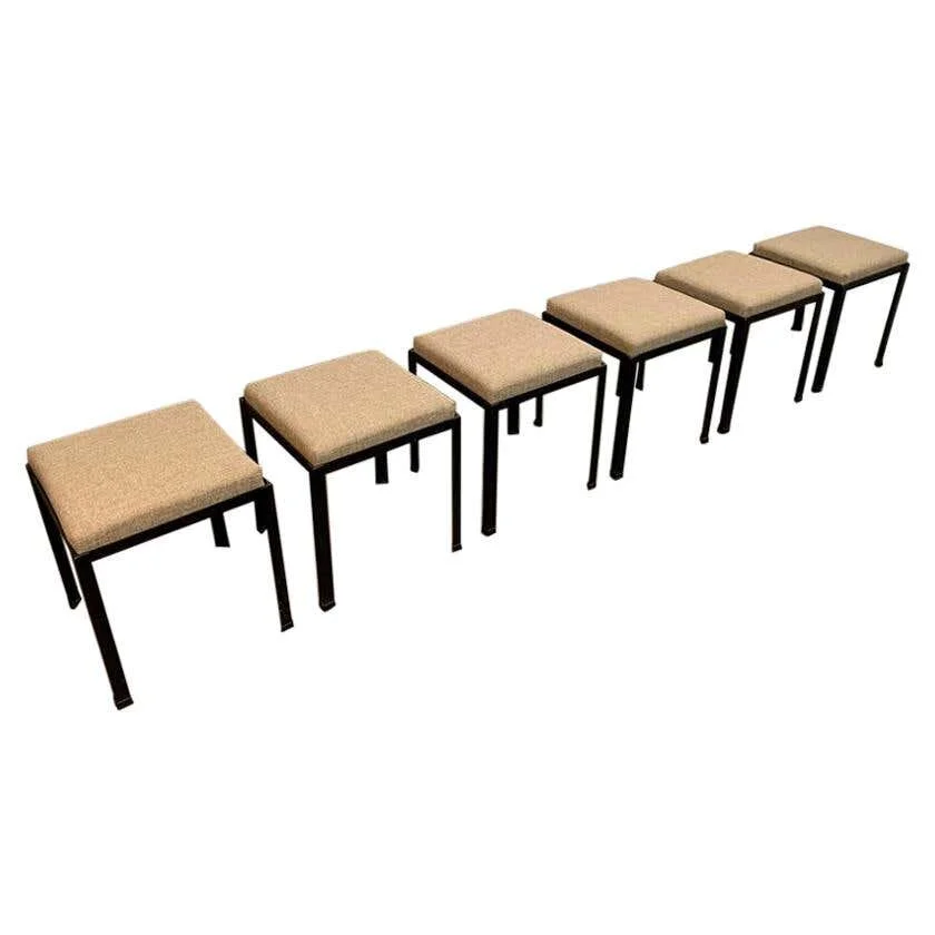 Set of Six Modernist Iron Stools by Danny Ho Fong