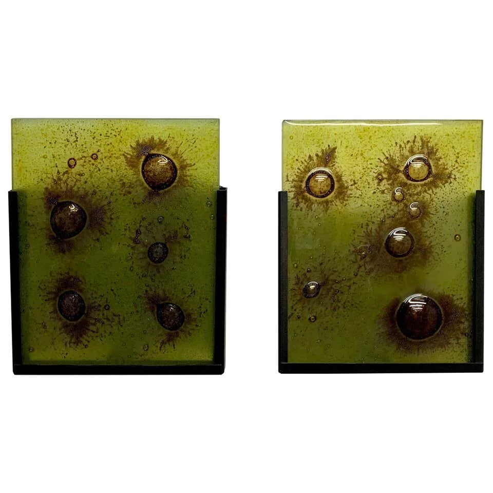 Modernist Art Glass Slip Shade Sconces