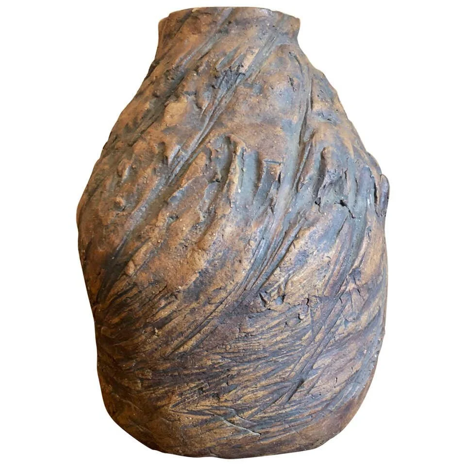 Brutalist Ceramic Vessel Signed K. Roach