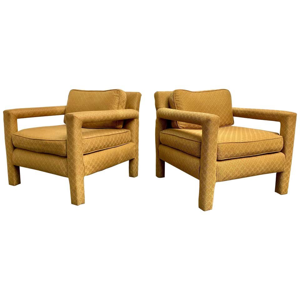 Milo Baughman Style Parsons Lounge Chairs