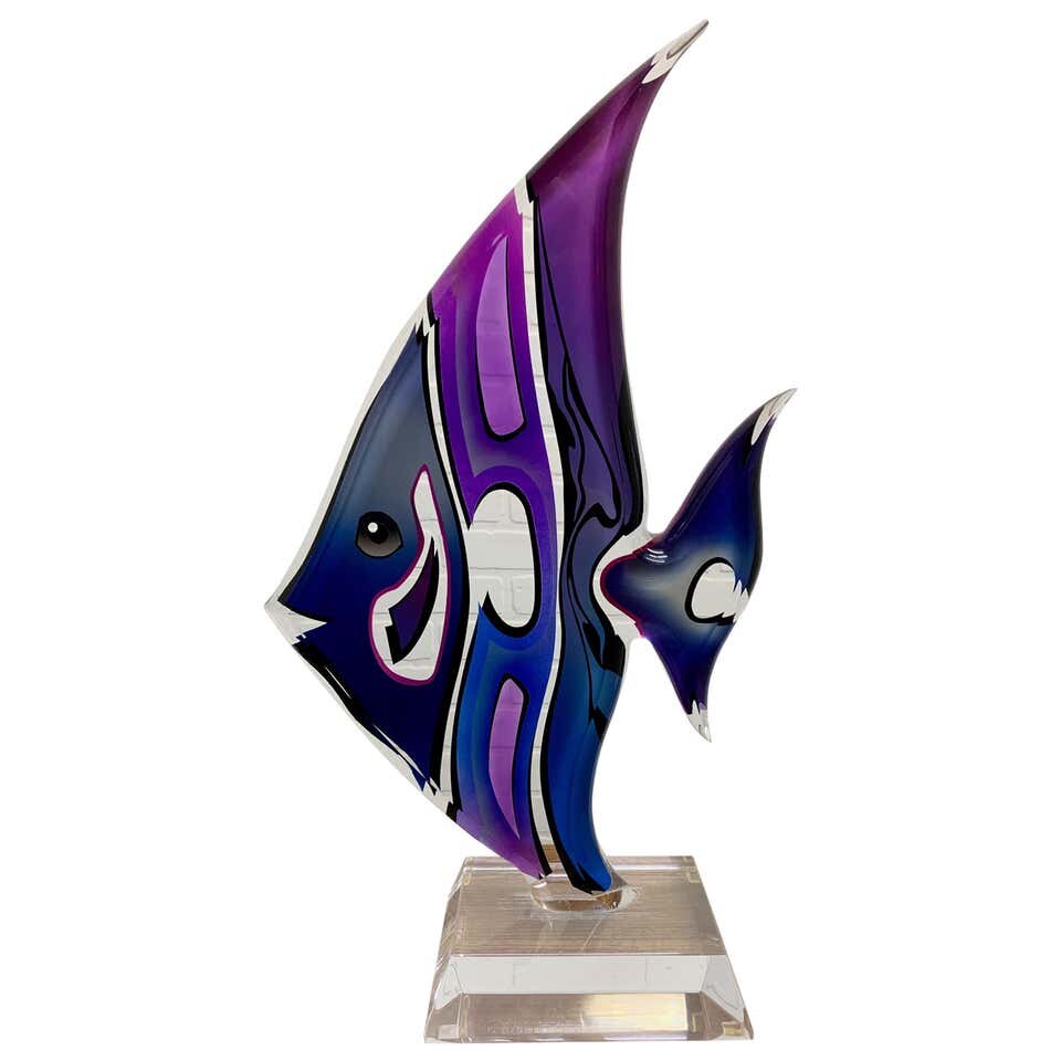 Lucite Sculpture Angel Fish by Shlomi Haziza