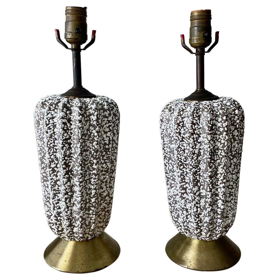 Midcentury Speckled Salt Glaze Lamps