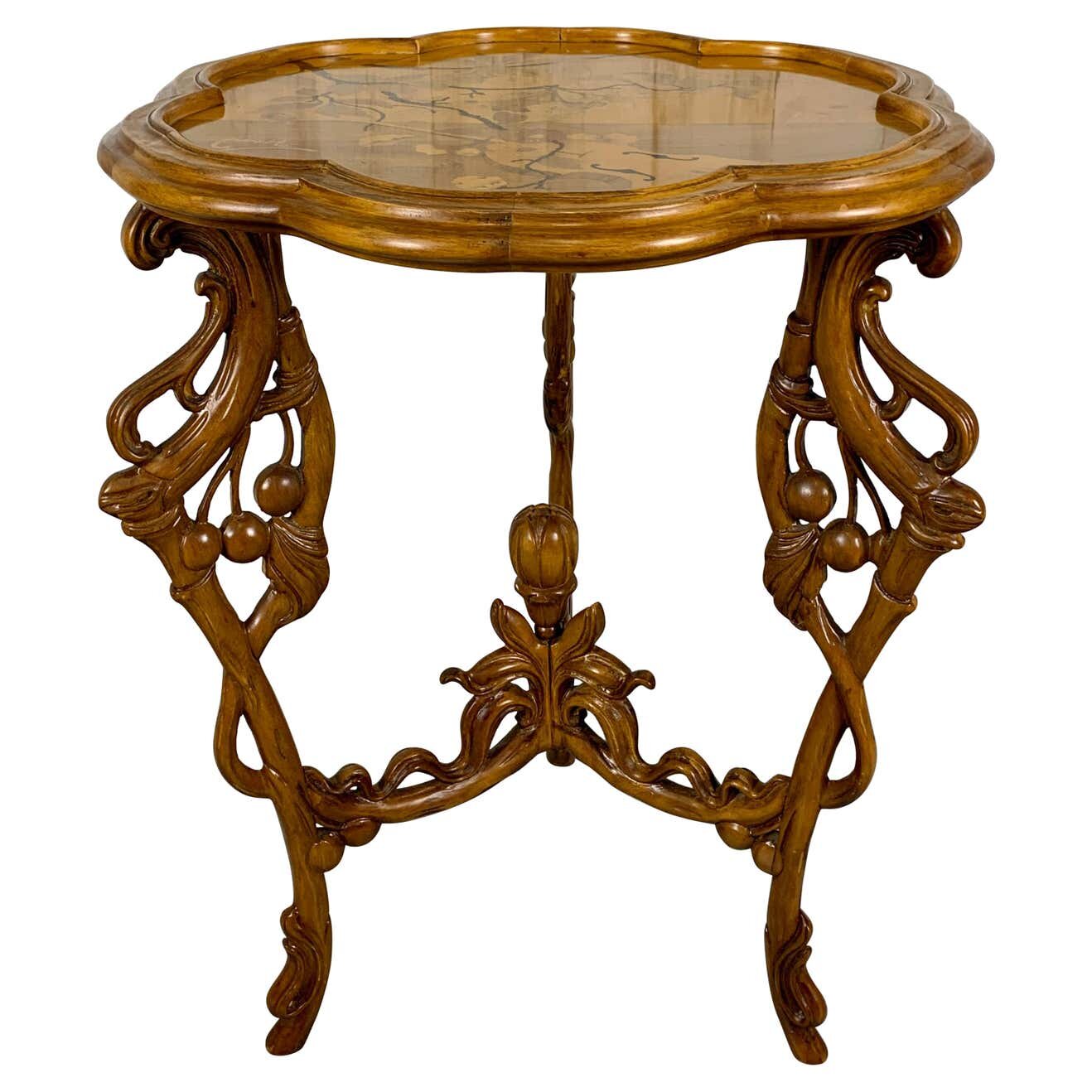 Art Nouveau Marquetry Corner Table