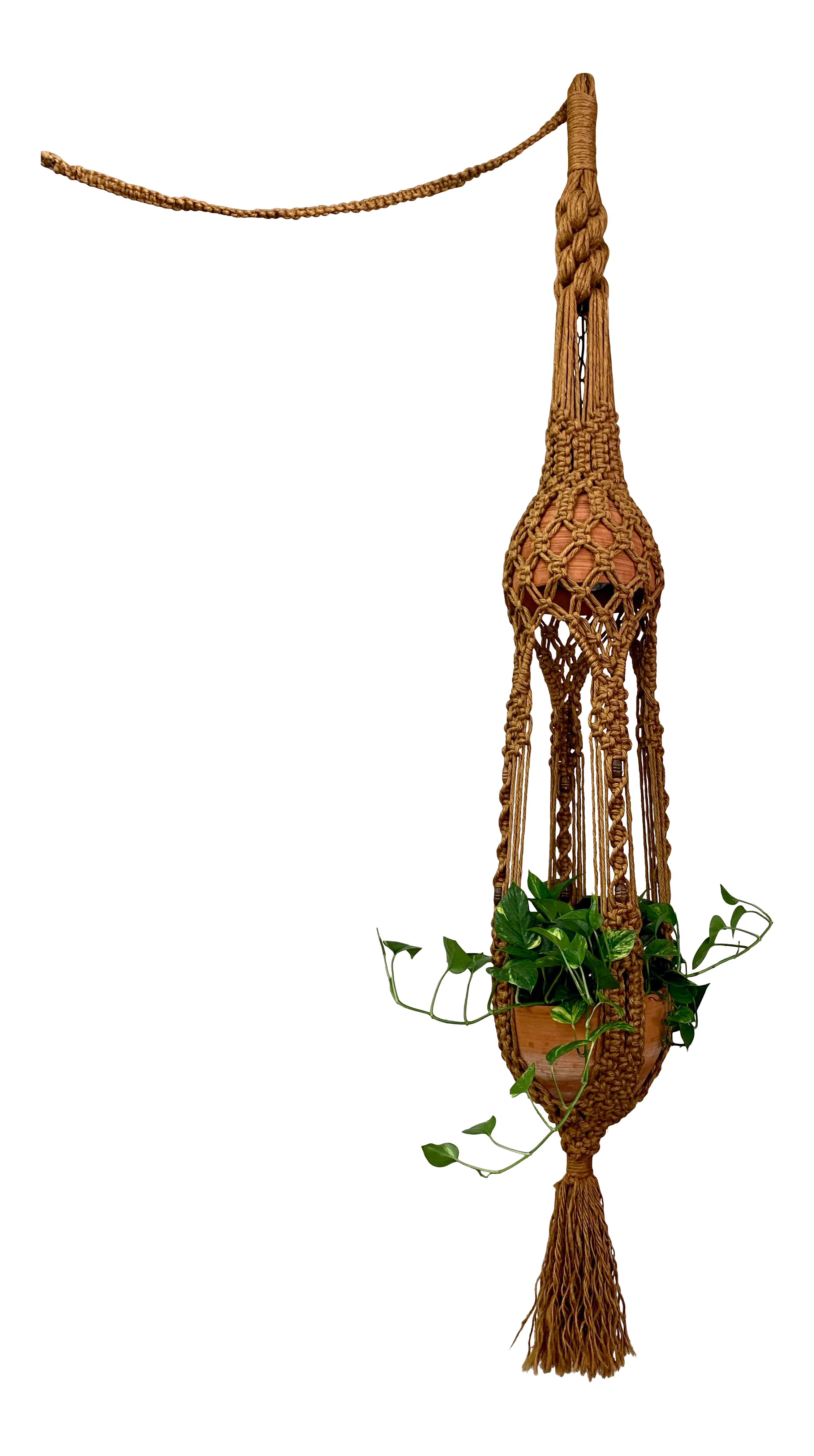 Grand Hanging Fiber Art Lamp / Jardiniere