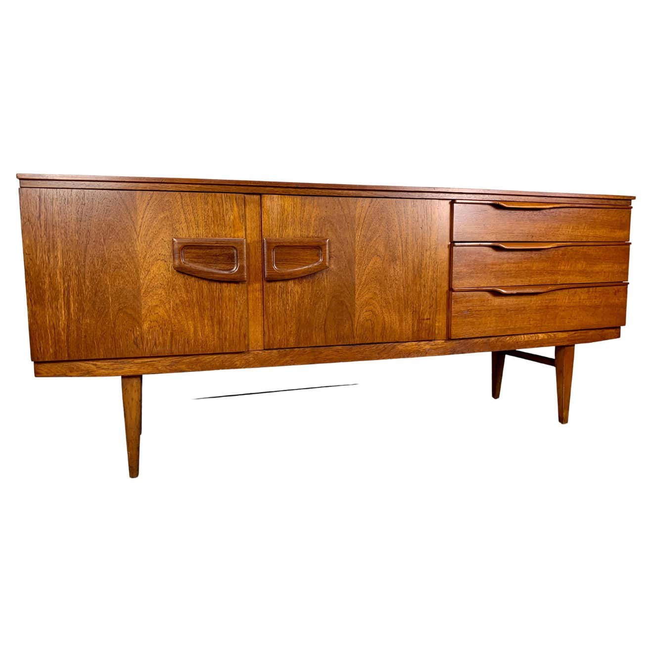 1960s Bow Front Teak Credenza