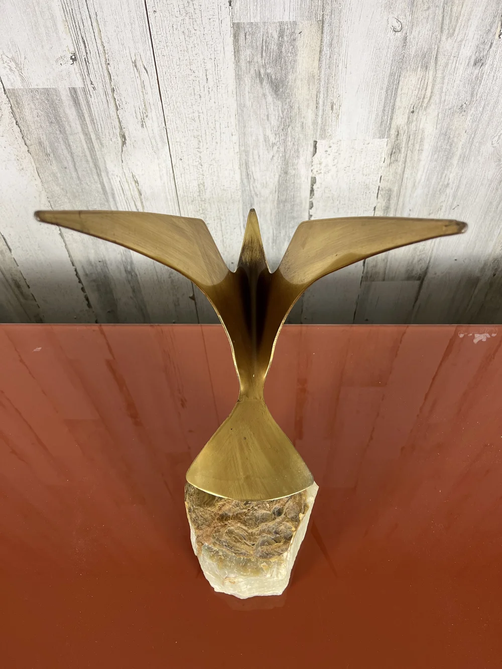 Vintage Curtis Jere Bird in Flight Sculpture on Stone for Artisan