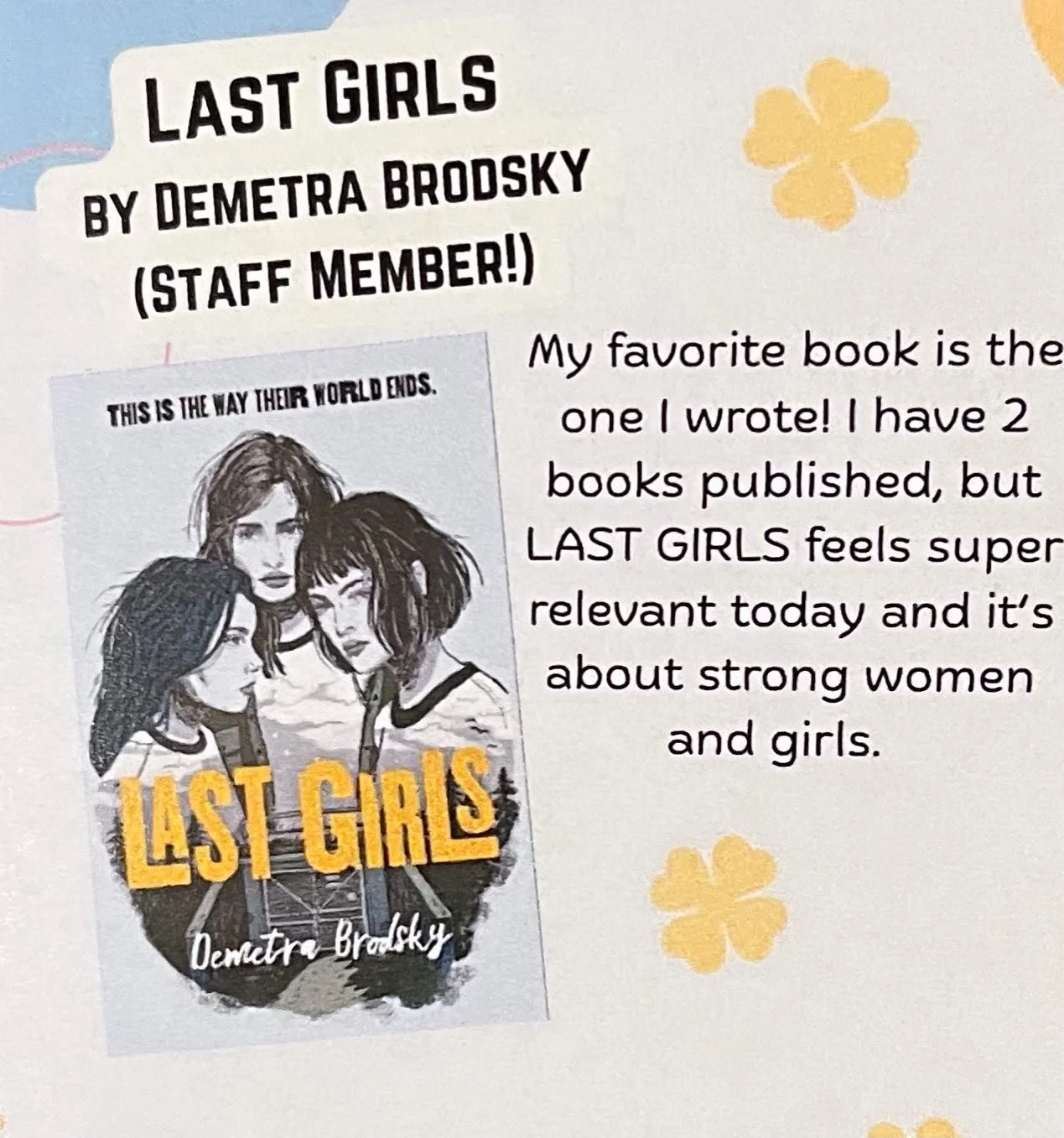 When they survey the staff at the library, but you&rsquo;re also an author, you take the publicity opportunity&mdash;My favorite book is the one I wrote. Toot your own horn. 😂

#amwriting #carlsbadlibrary #librarystaff #booksbooksbooks #authorsofins