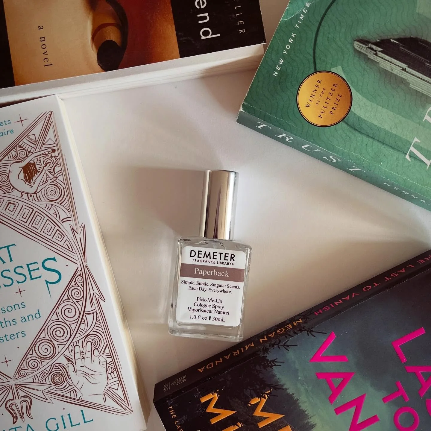 Excuse me while I go to my writing cave for a few days to bang out some chapters, and periodically smell the perfume on my own wrist. But first, can you name all these titles and their authors?

#demeterfragrance #amwri̇ti̇ng #authorsofinstagram #wri