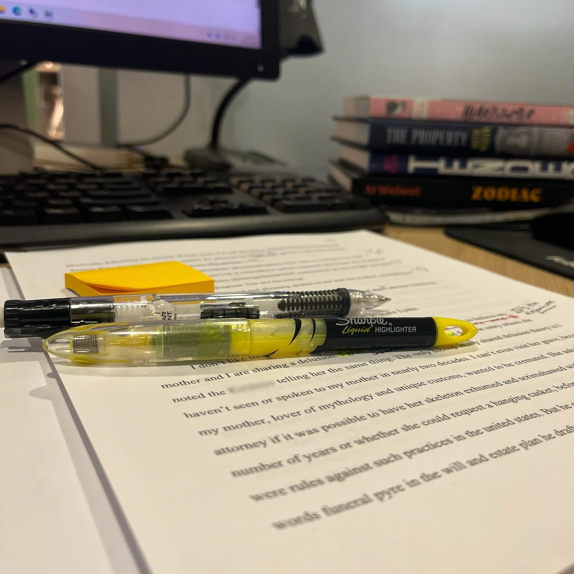Just a girl covering a weekend shift at the library for a coworker, revising her latest manuscript in the downtime. 🤫