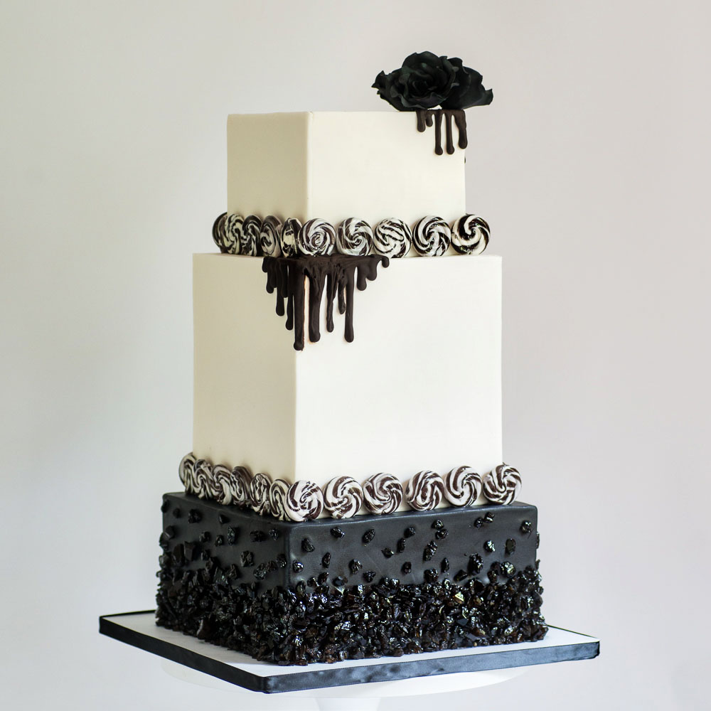 Black and White candy birthday cake
