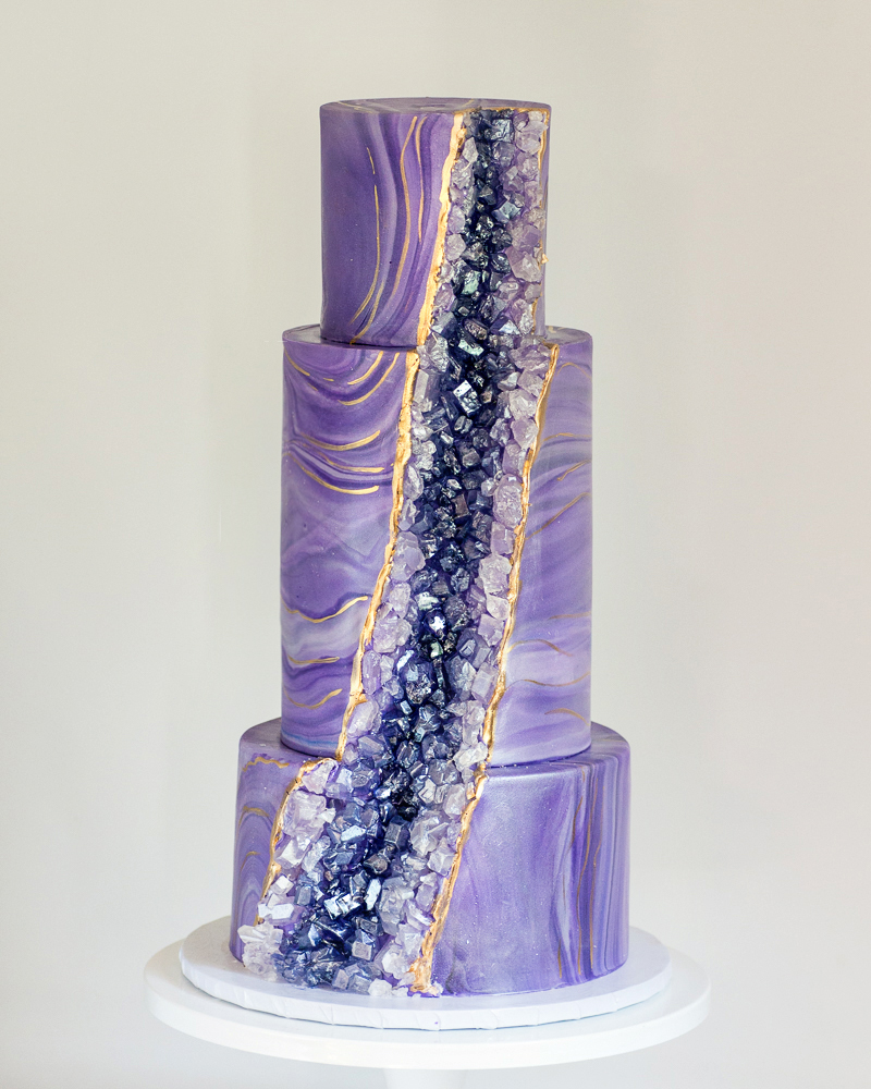 Purple Marbled Geode Cake