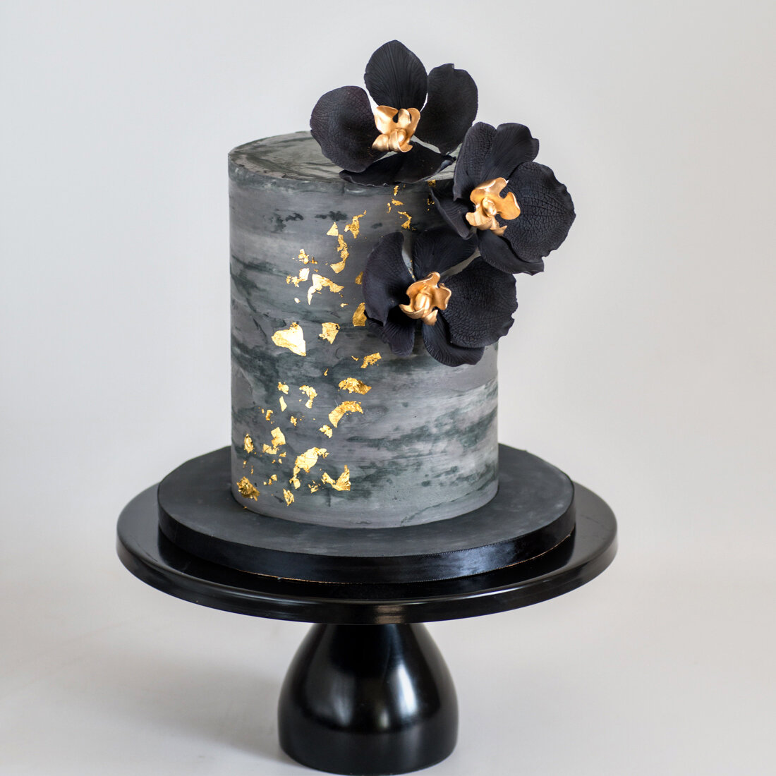 Black Orchids concrete cake
