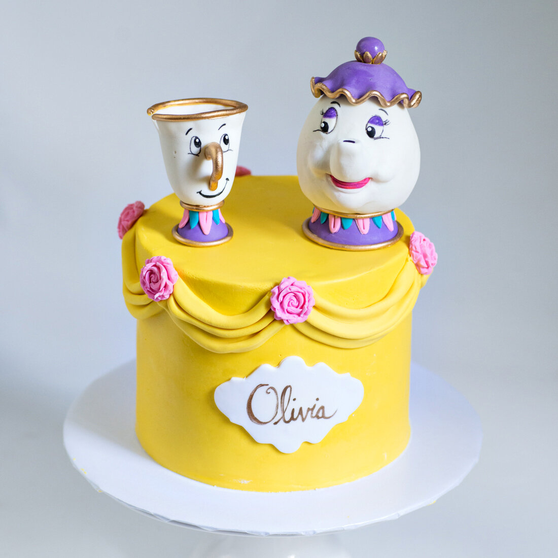 Chip and Ms. Potts, Beauty and the Beast birthday Cake