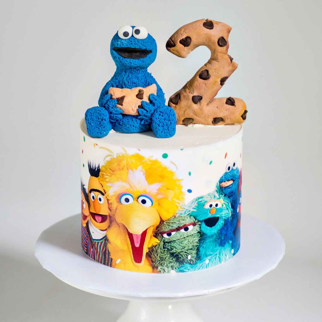 Cookie Monster and gang 2nd birthday cake