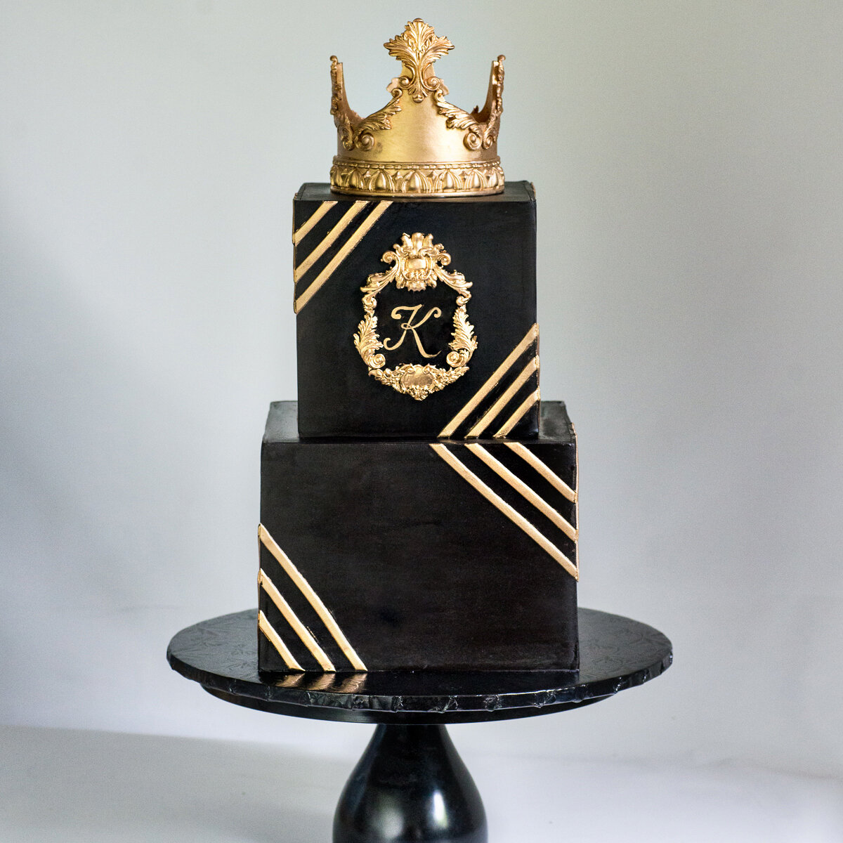 Black and Gold Crown Cake