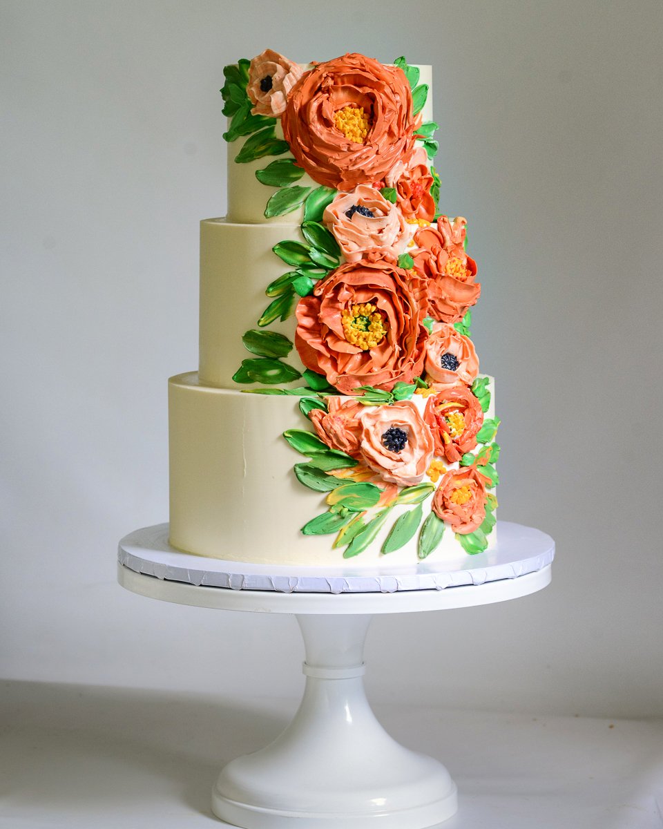 Painted Buttercream Wedding Cakes  Sukar Bakes