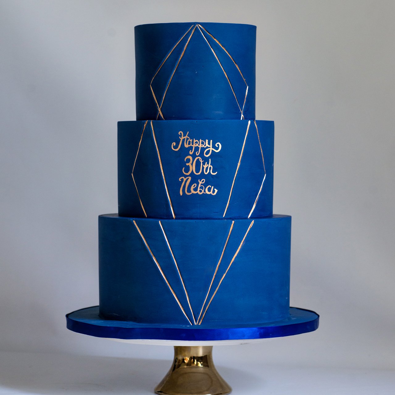 Royal Blue Geometric Diamond cake