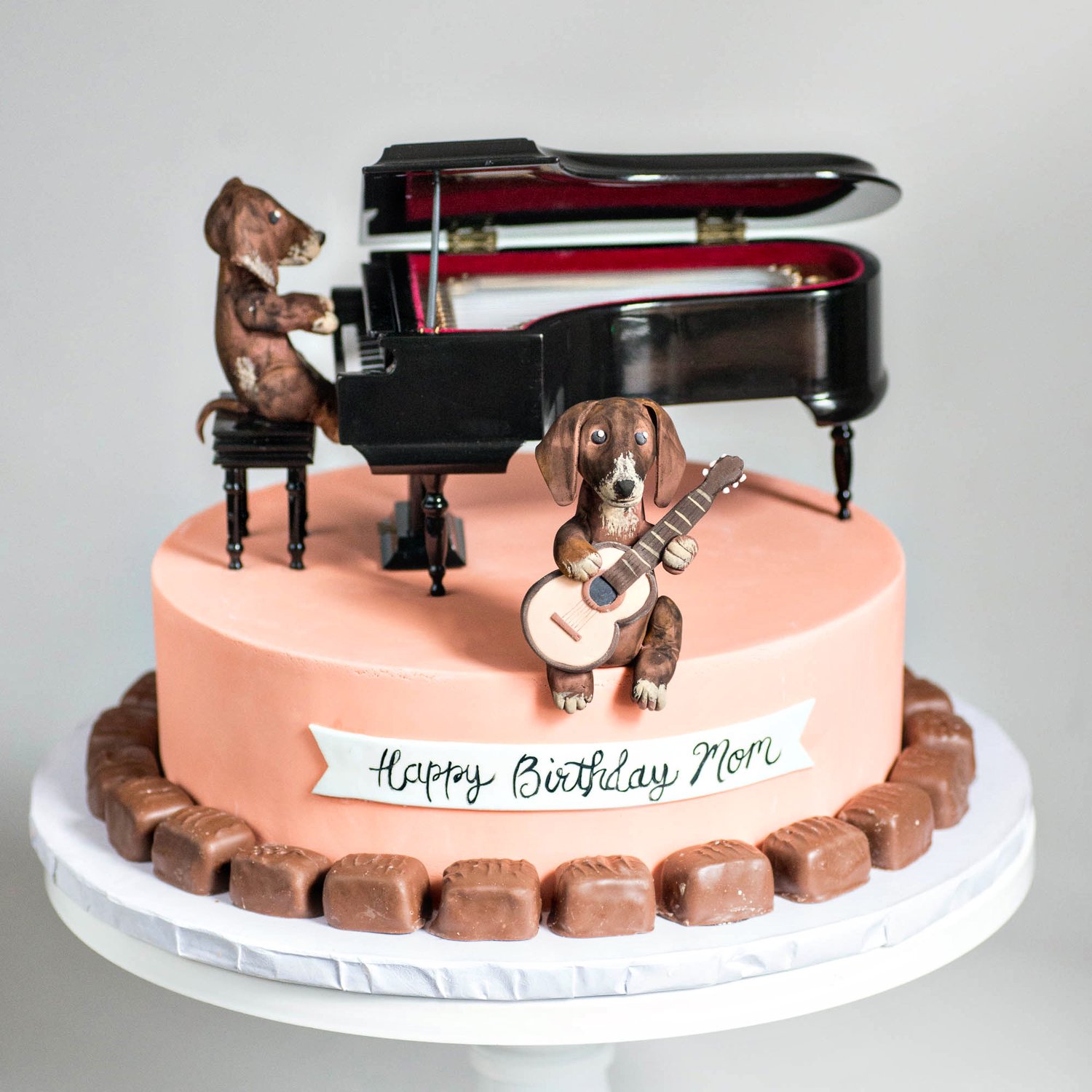 Musical dachshund birthday cake