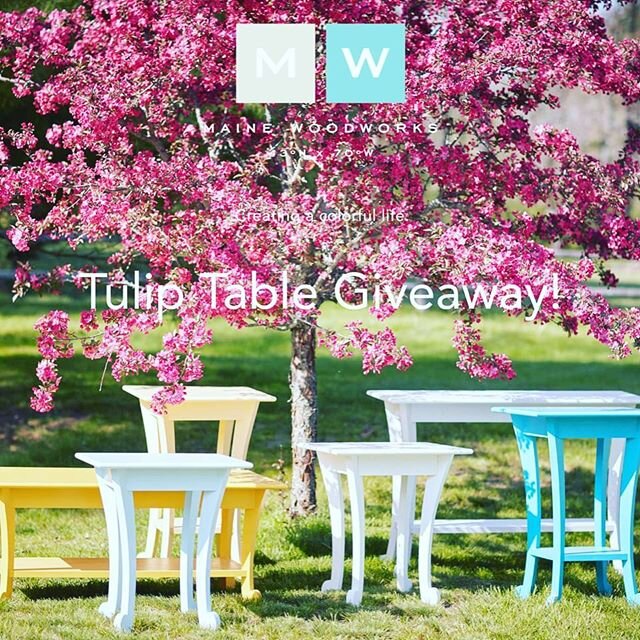 April showers bring May flowers...Ou delightfully charming Tulip Tables. Handcrafted in Maine. Sustainably built. Available in as many colors as there are spring flowers. Visit our website to Enter to Win! #creatingacolorfullife #cottagestyle #coasta