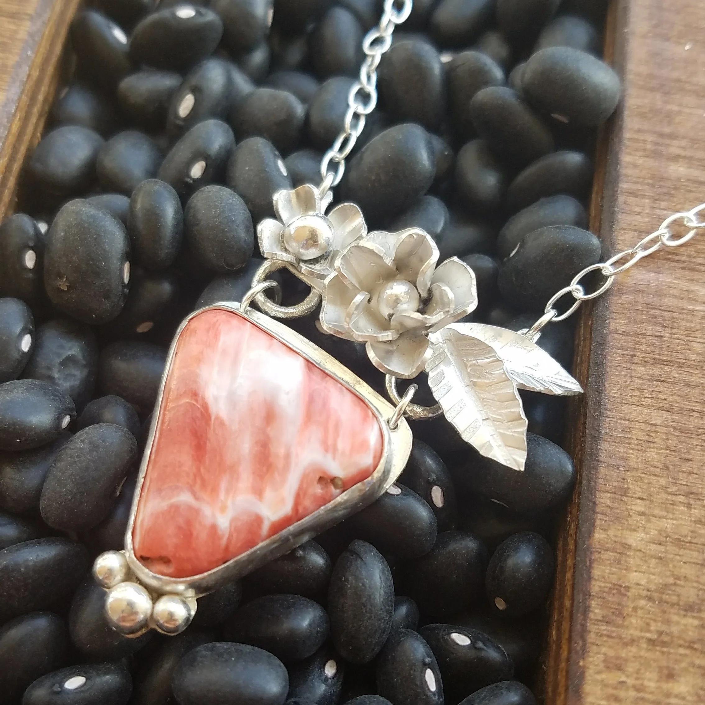 coral punch bloom necklace - $80