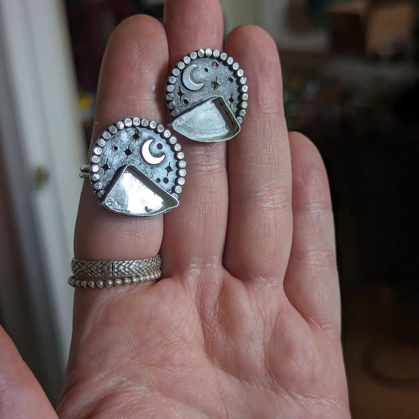 The last time I made a Mountain Moon Ring, it went to a new home right away, and I barely had the chance to take real pictures of it! I am reviving the design and creating several iterations, with more stone flavors and sizes. Can't wait to show off 