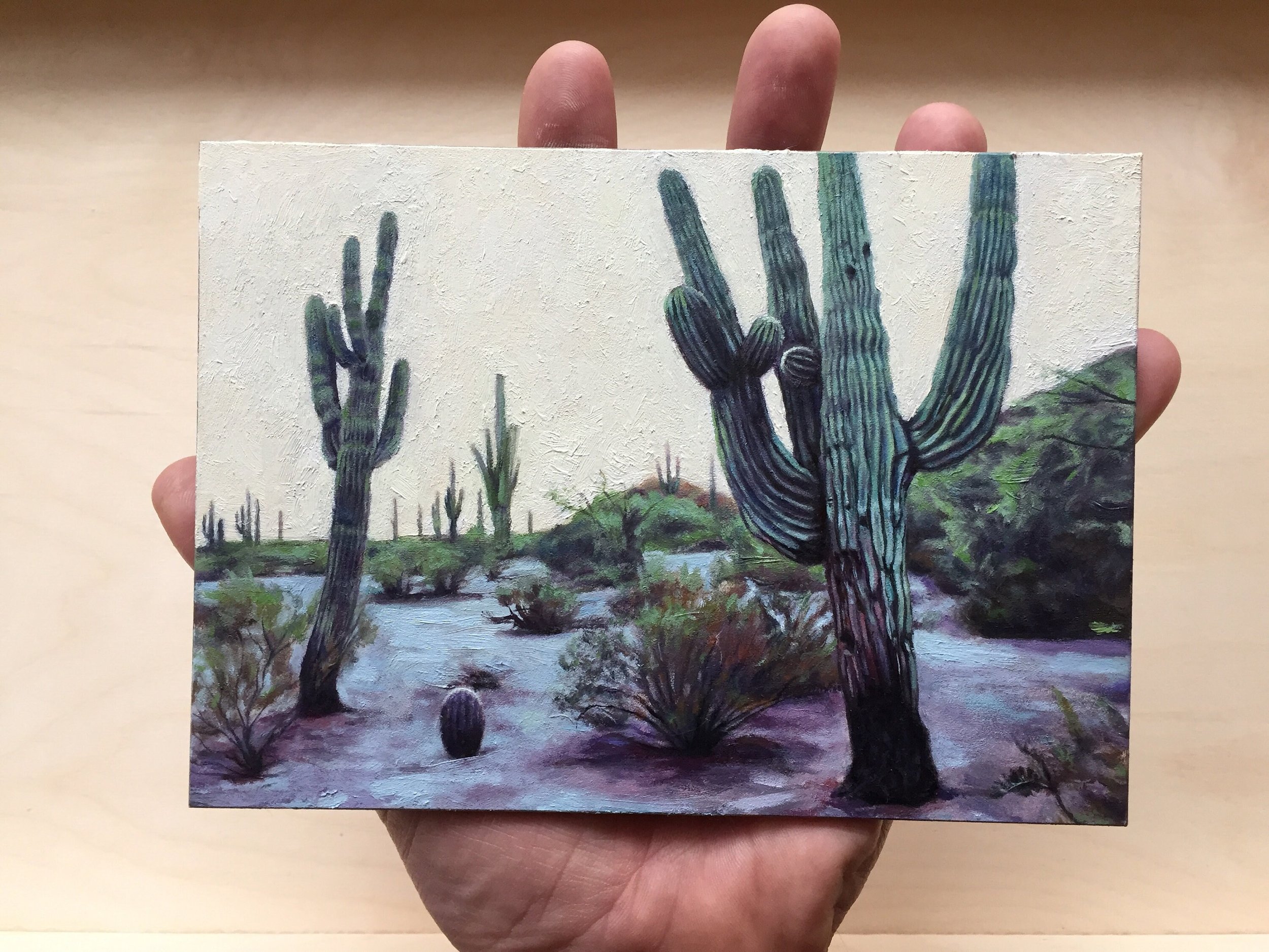 Leaning Saguaros (original painting)