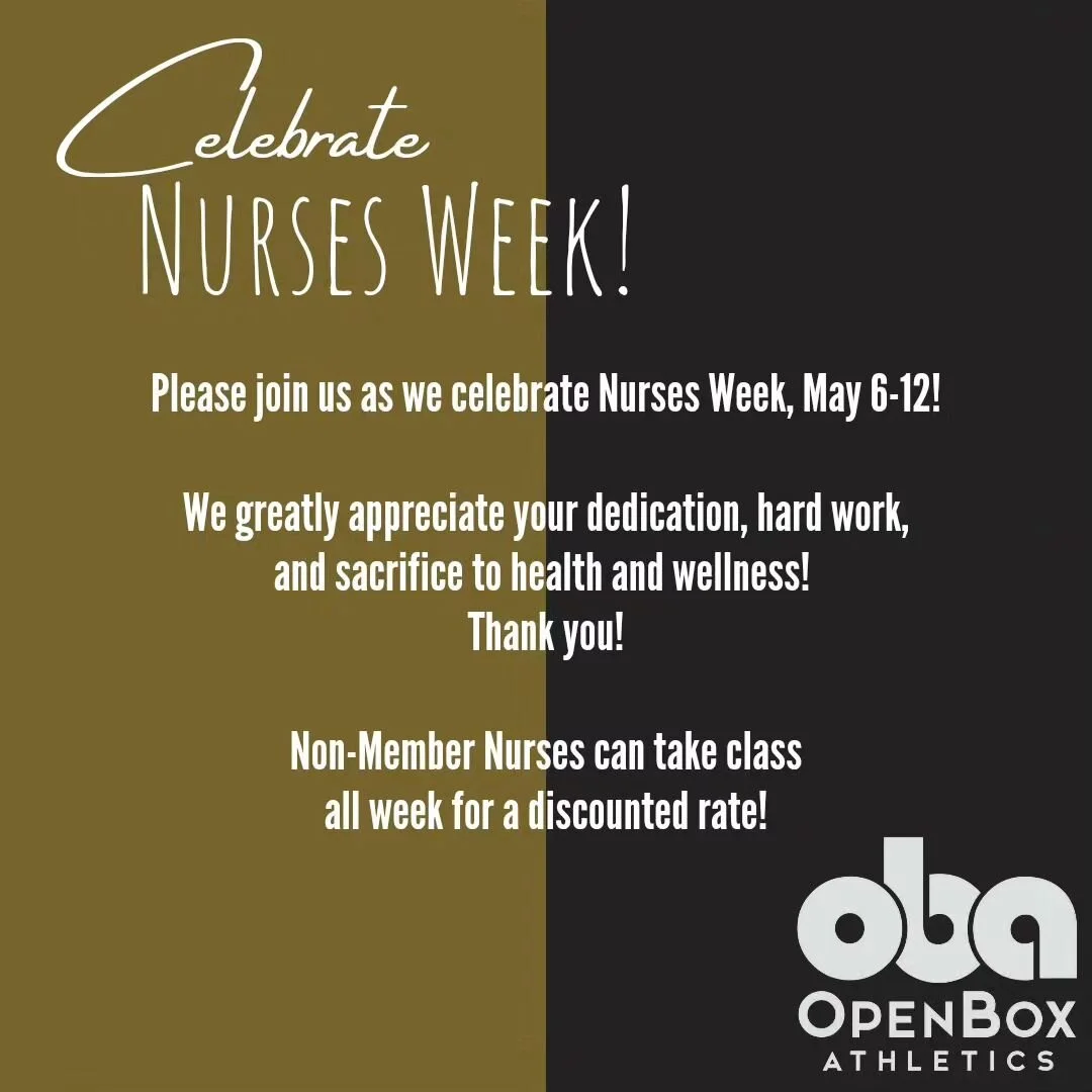 Join us as we celebrate the hard work and dedication of Nurses this week!

Starting tomorrow and throughout Nurses Week, we are offering discounted week long access to @openboxathletics for Nurses!  Use code Nurses23 in our store to get an All Access