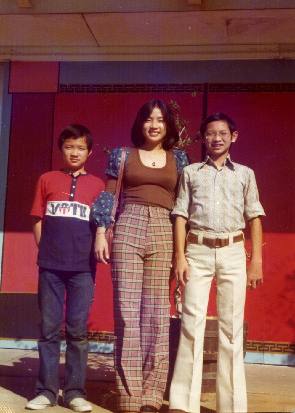 Peter, Linda & David Kao in front of Royal China August 1974 (just after grand opening).jpg