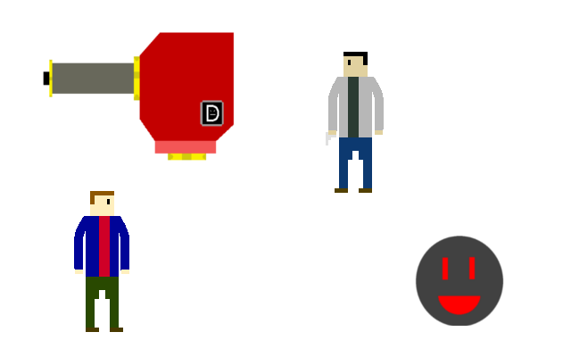 From top left to bottom right: Stationary turret, basic shooter, grenade, and Obsessor enemies in Detractor form