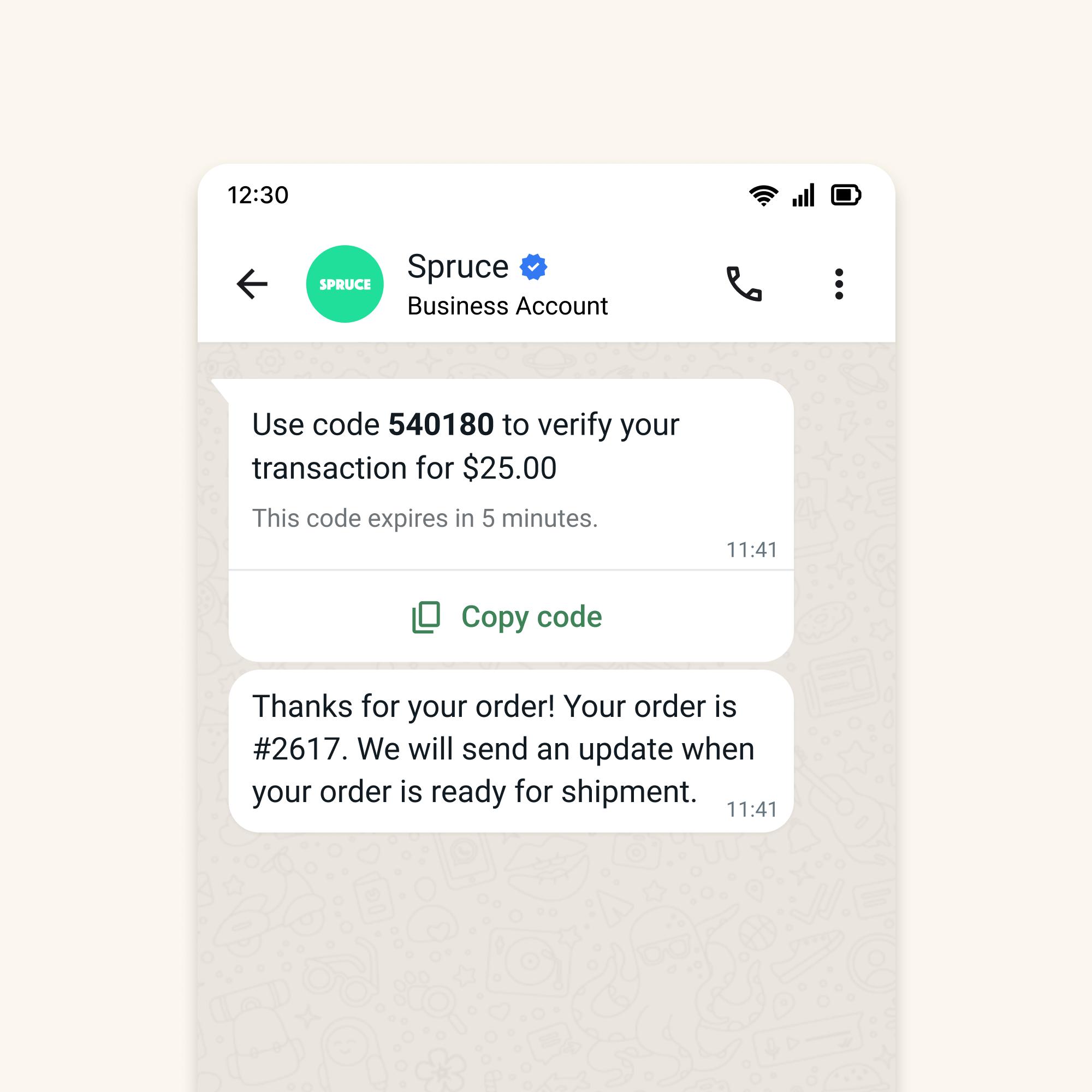 One-time passwords (OTP) for WhatsApp Business