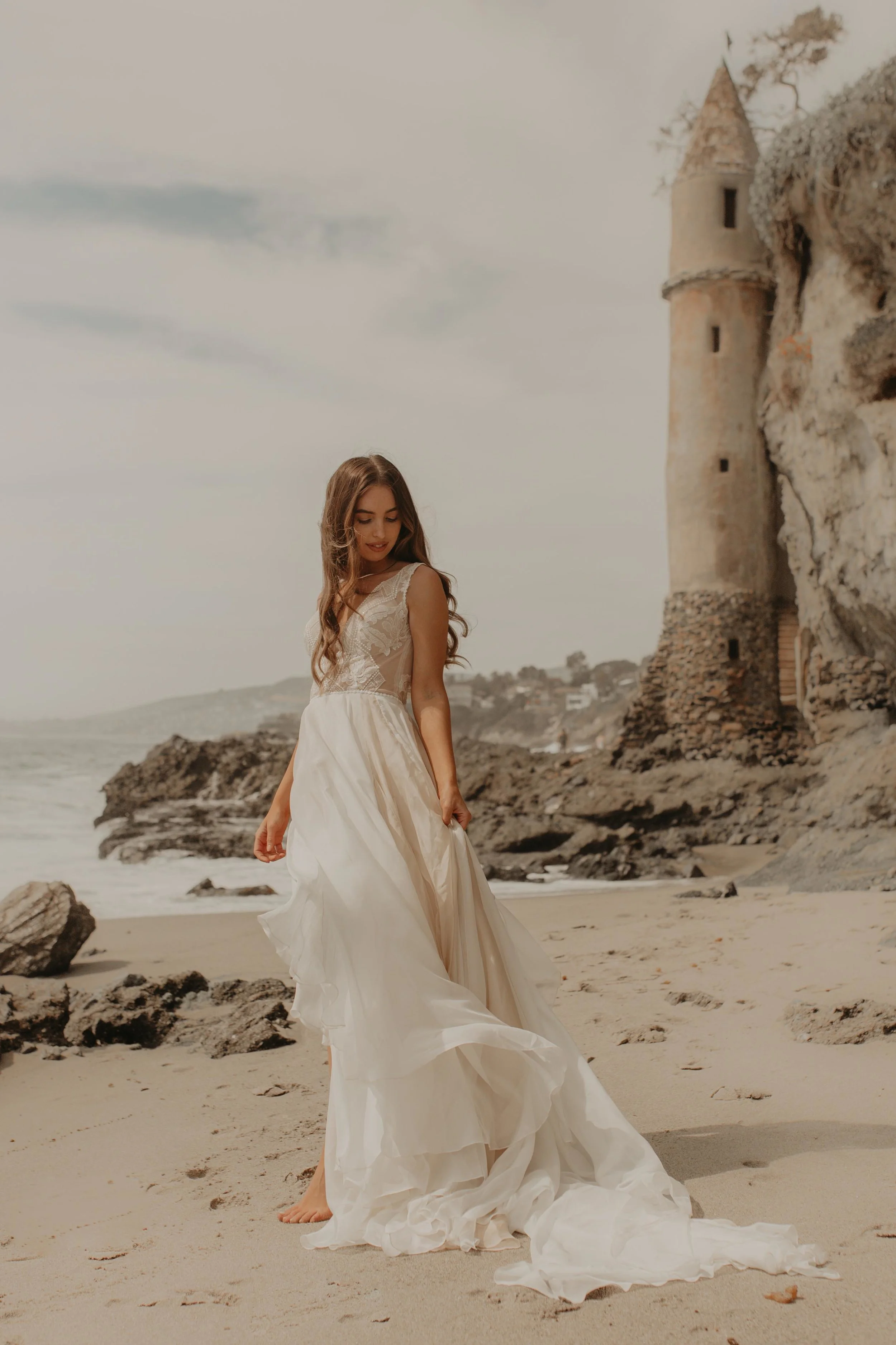 wedding dress with fringe sleeves