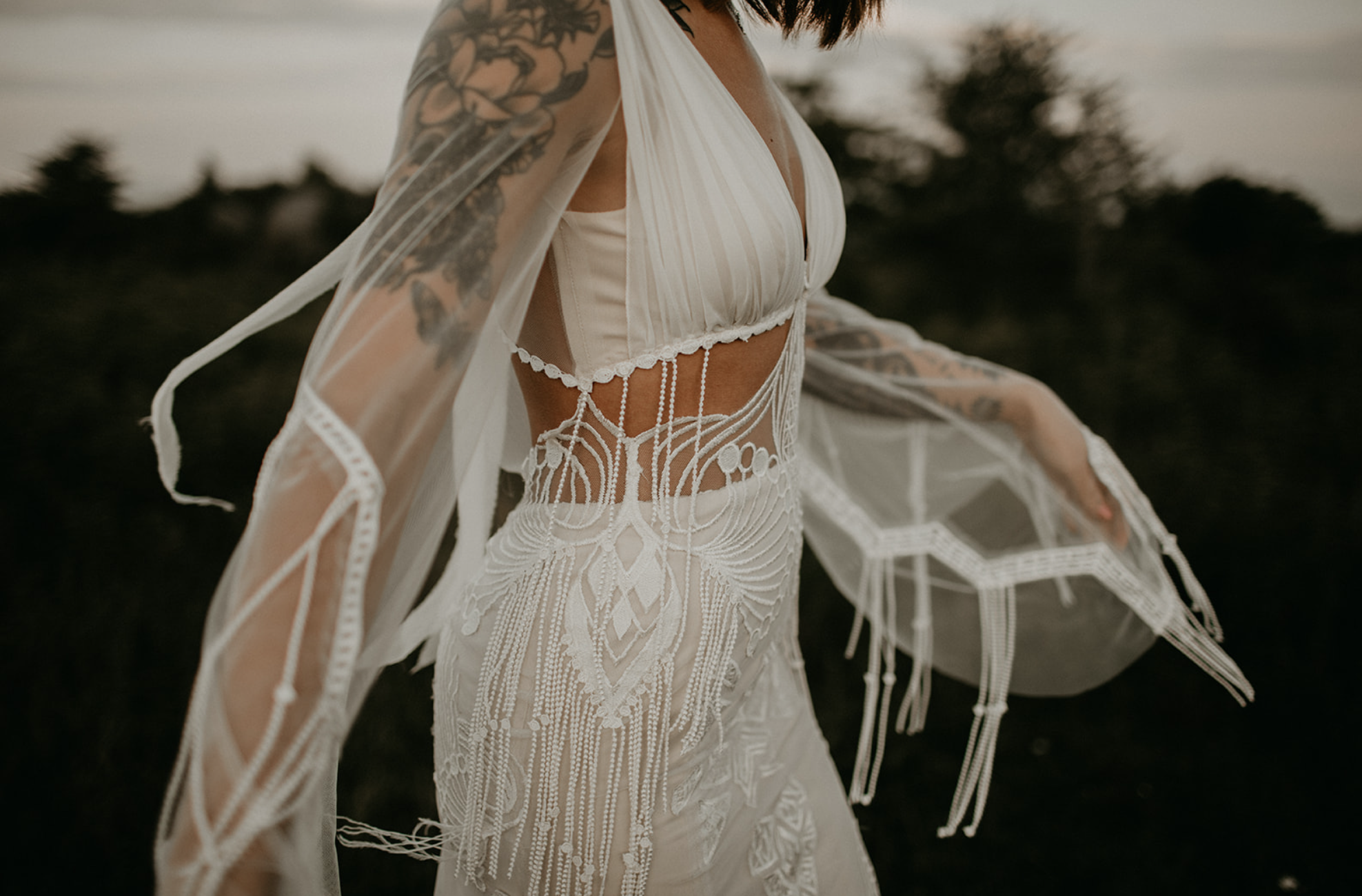 Sol bohemian wedding dress with bikini 