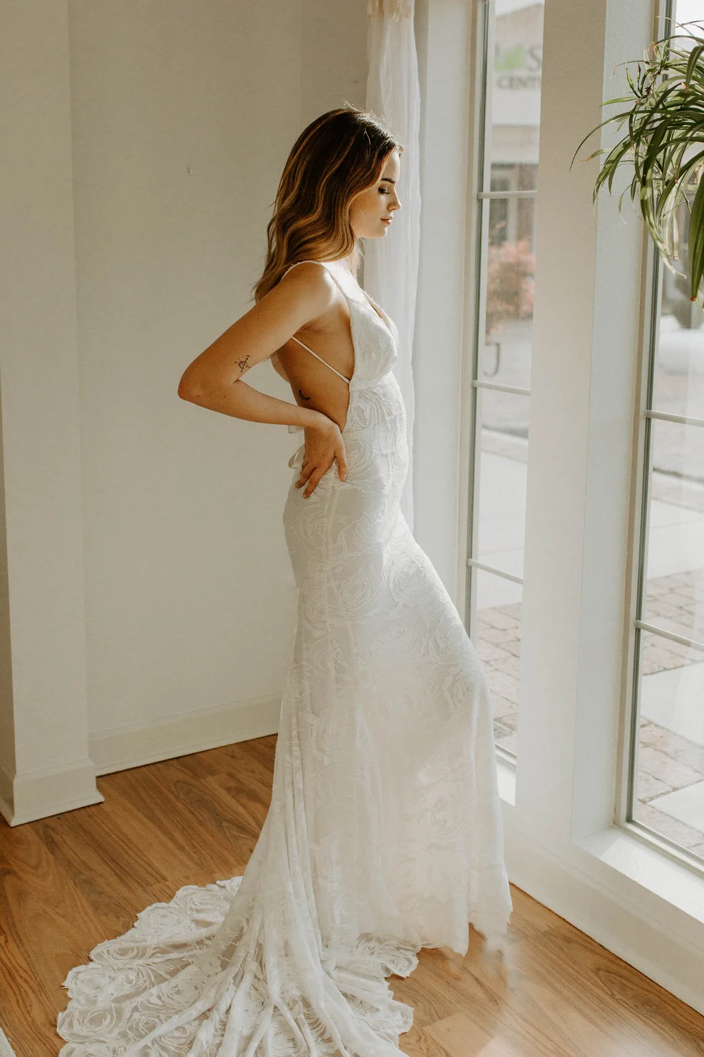 knee length dresses for ladies Floral Lace Wedding Dress - Corset Back Wedding Dress main image 0
